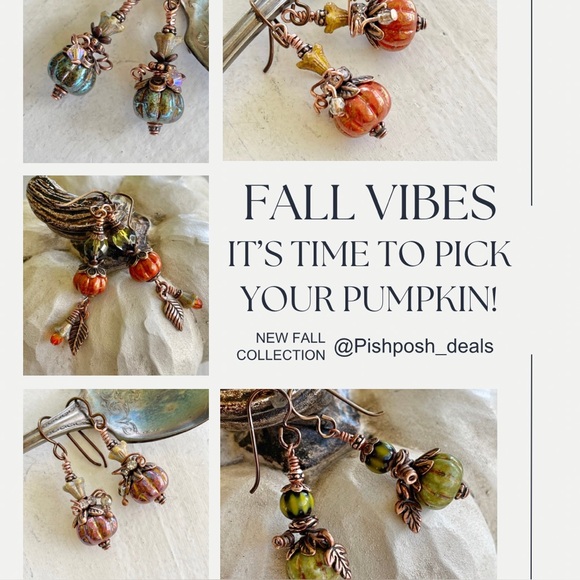 ARTISAN “Pumpkin on the Vine” Dangle Earrings - Picture 4 of 11
